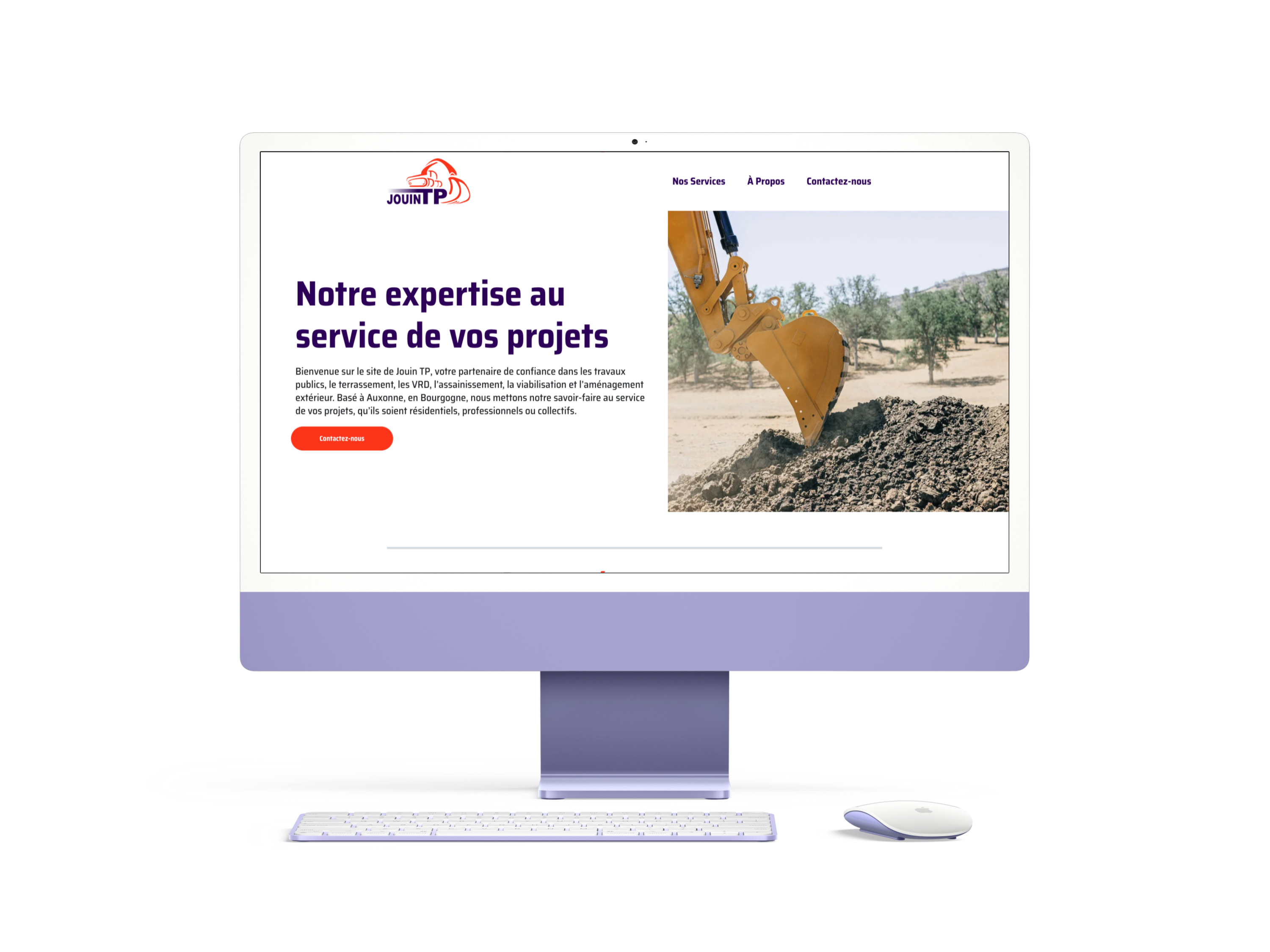 Site Jouin TP sur iMac — page d'accueil