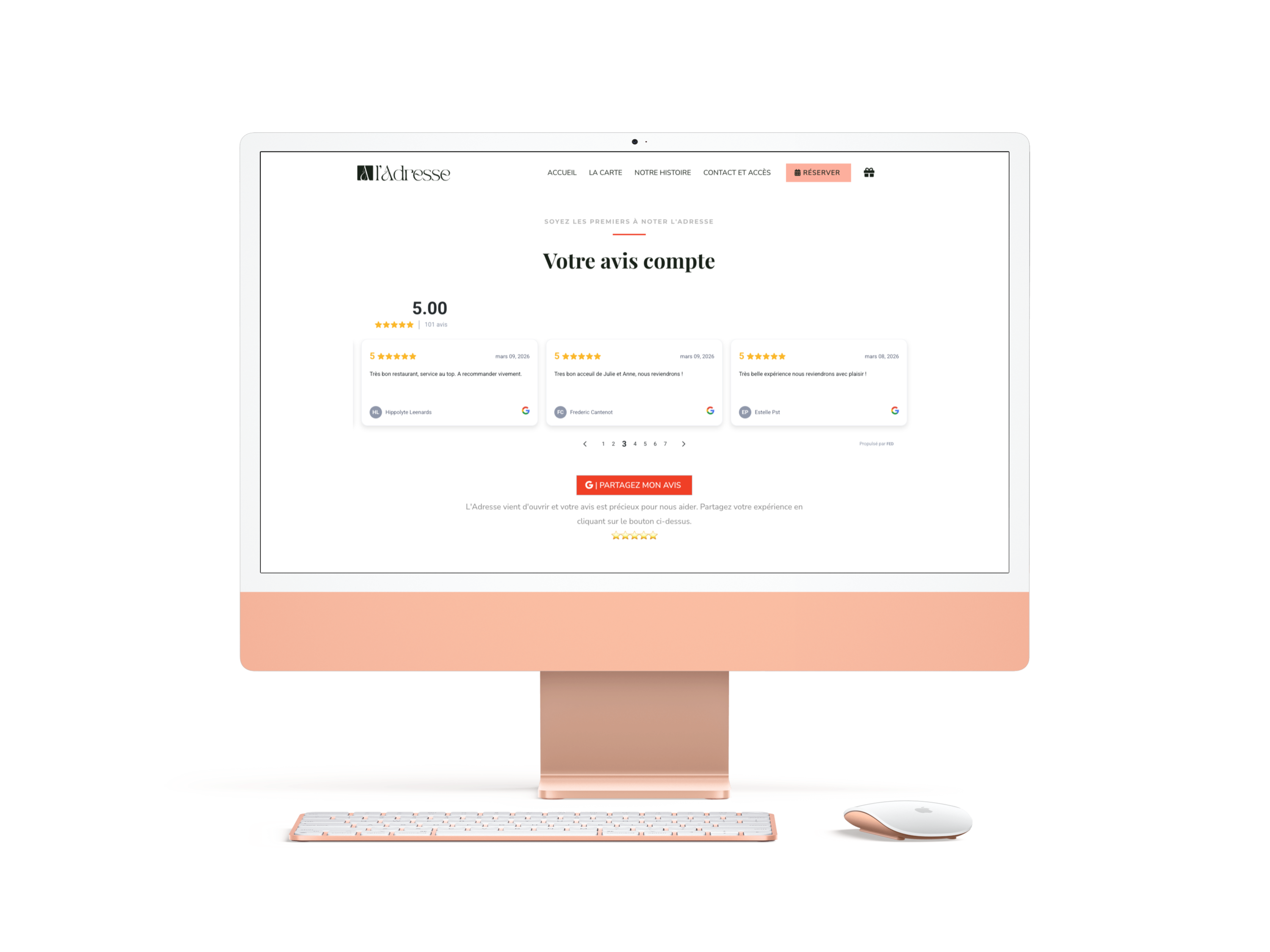Page Avis clients du site L'Adresse