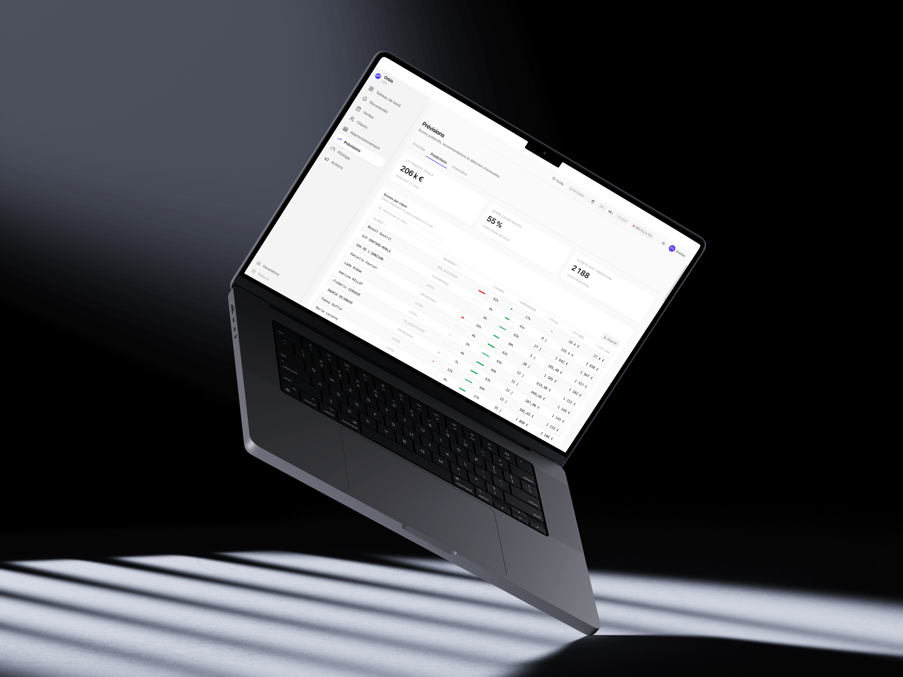 Orbis — prévisions et scores prédictifs sur MacBook