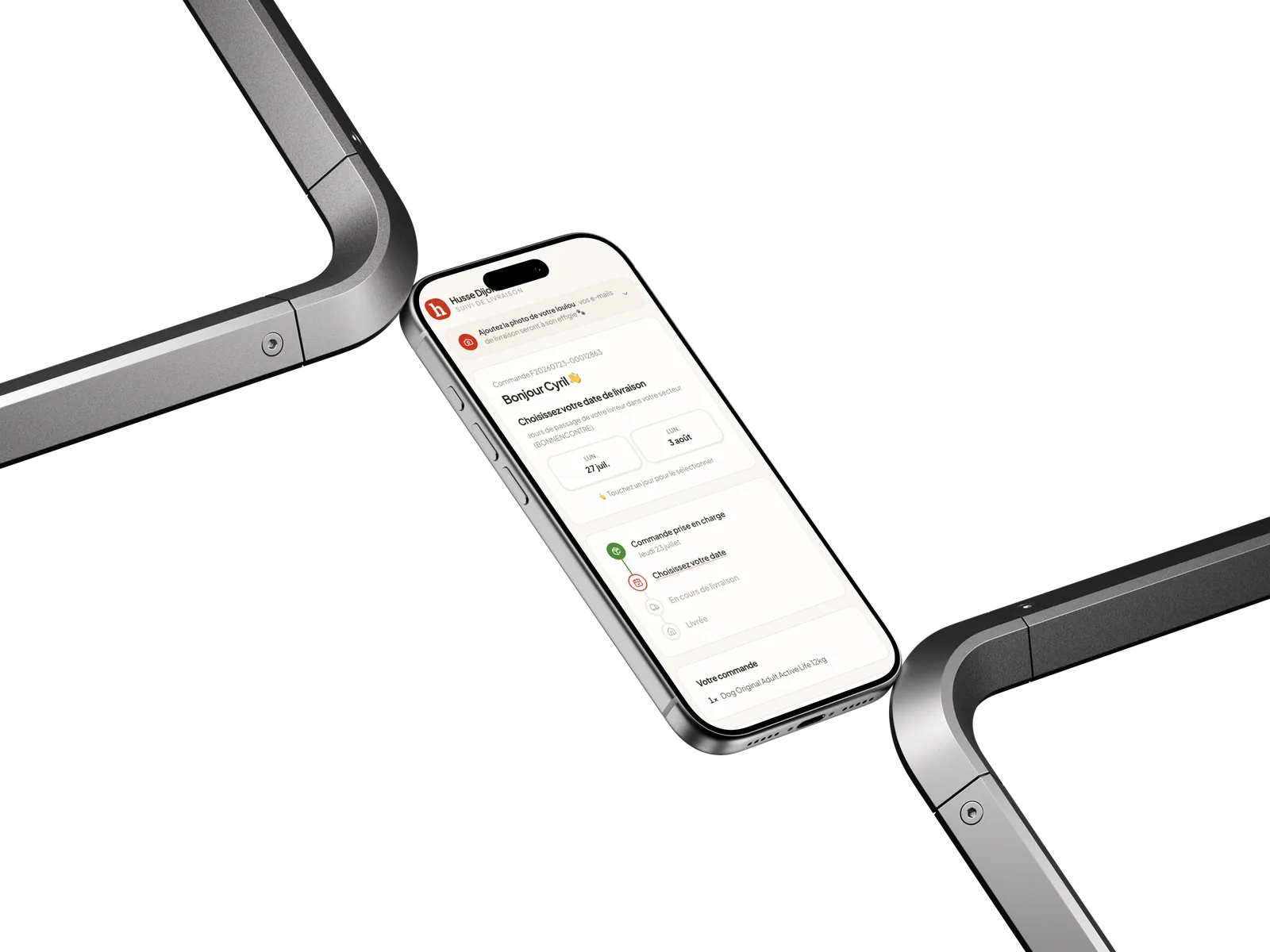 La page publique de suivi de commande Husse sur iPhone